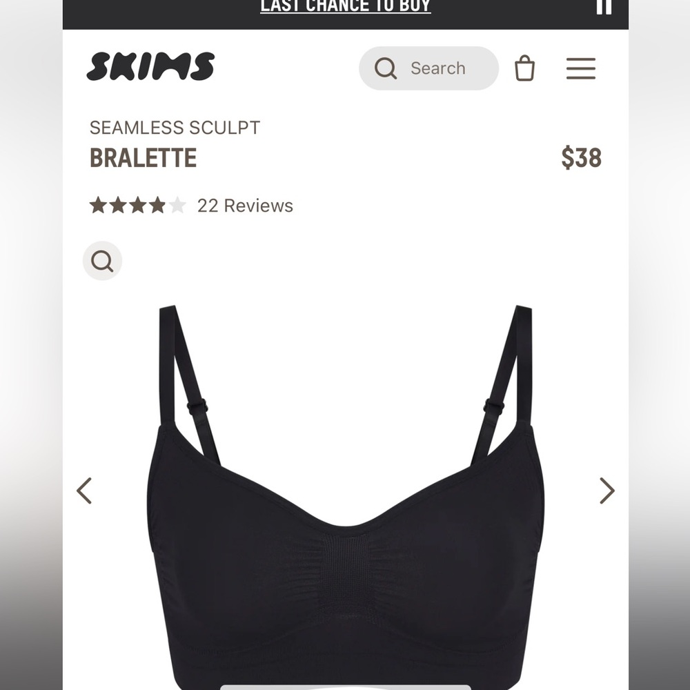 SKIMS Sculpting Bralette Size small NWOT